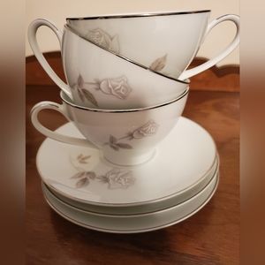 Noritake China 3 Teacups 3 Saucers Set Rosay 6216